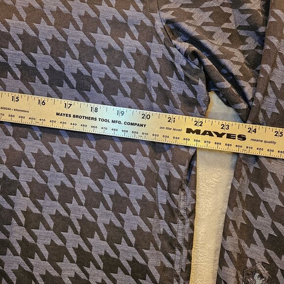 BUGATCHI dress shirt Mens L chest 44 geometric blue black shaped fit flip cuff - Picture 8 of 16